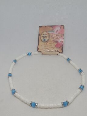 Panama Jack White and Blue Accent Beaded Necklace/choker